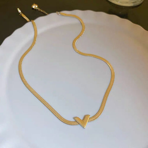 Modische Halskette in V-Form mit Edelstahlbeschichtung, 1 Stück