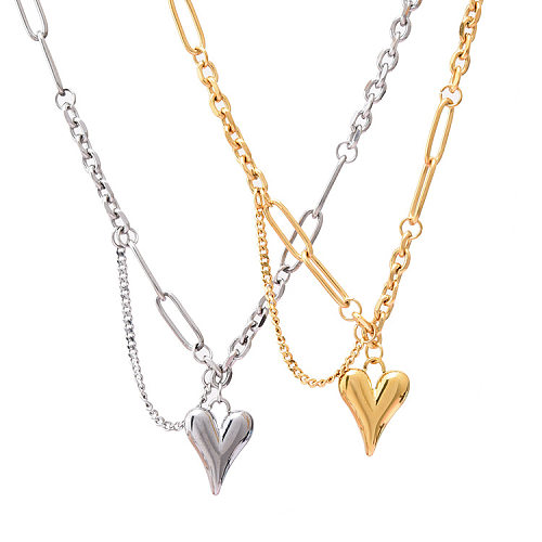 Simple Style Heart Shape Stainless Steel Plating 18K Gold Plated Necklace