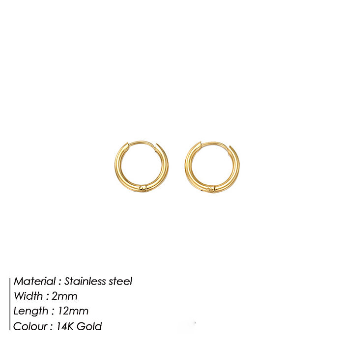 1 Pair Simple Style Round Solid Color Plating Stainless Steel  Hoop Earrings