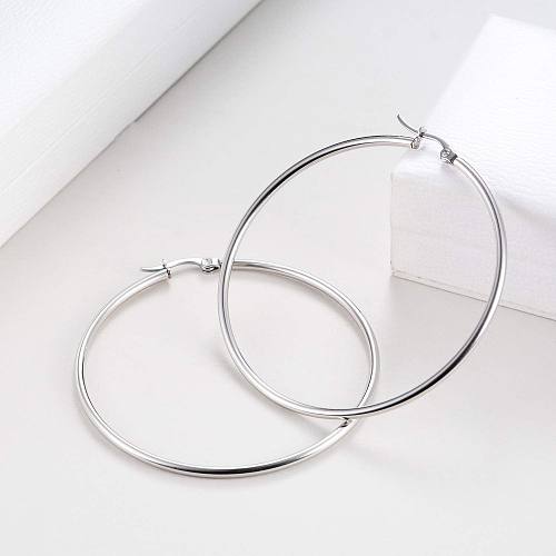 1 Pair Exaggerated Modern Style Solid Color Stainless Steel  Hoop Earrings