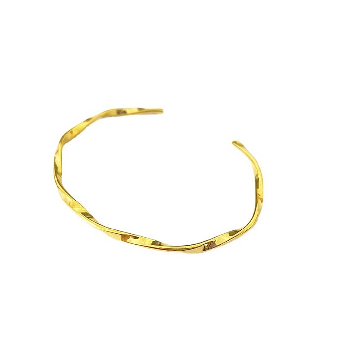 Simple Style Solid Color Titanium Steel Cuff Bracelets In Bulk