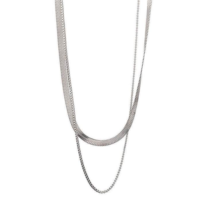 Casual Vintage Style Solid Color Stainless Steel Plating 18K Gold Plated Layered Necklaces