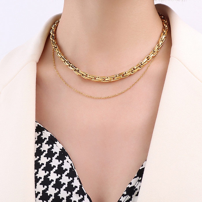 Modische geometrische Halskette für Männer, Edelstahl-Halskette