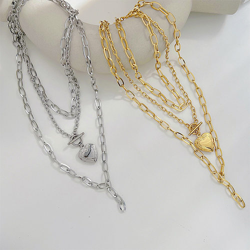 Luxuriöse herzförmige Halskette aus Edelstahl mit Beschichtung aus Edelstahl