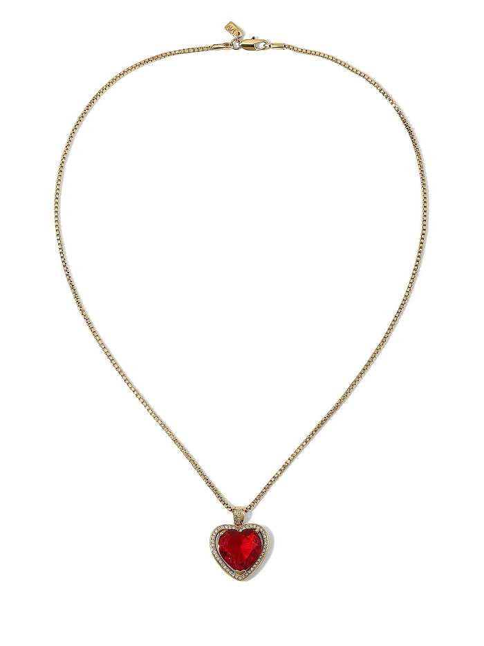 Casual Simple Style Heart Shape Stainless Steel  Plating Inlay Zircon 18K Gold Plated Pendant Necklace