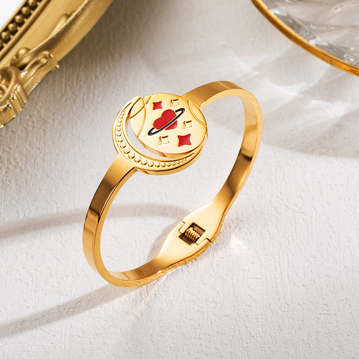 Bracelet plaqué or 18 carats en acier inoxydable avec forme de cœur et d'étoile artistique de style simple