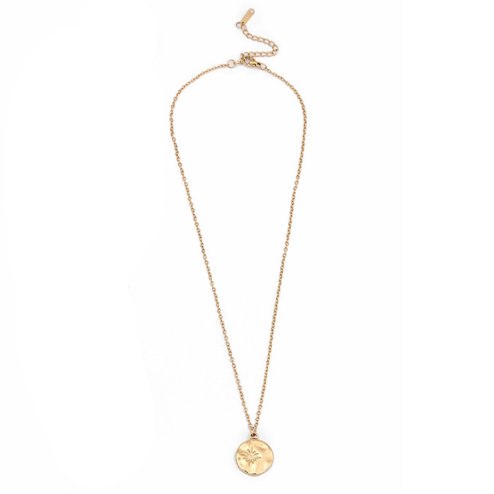 IG Style Casual Sun Flower Stainless Steel  Plating 18K Gold Plated Pendant Necklace