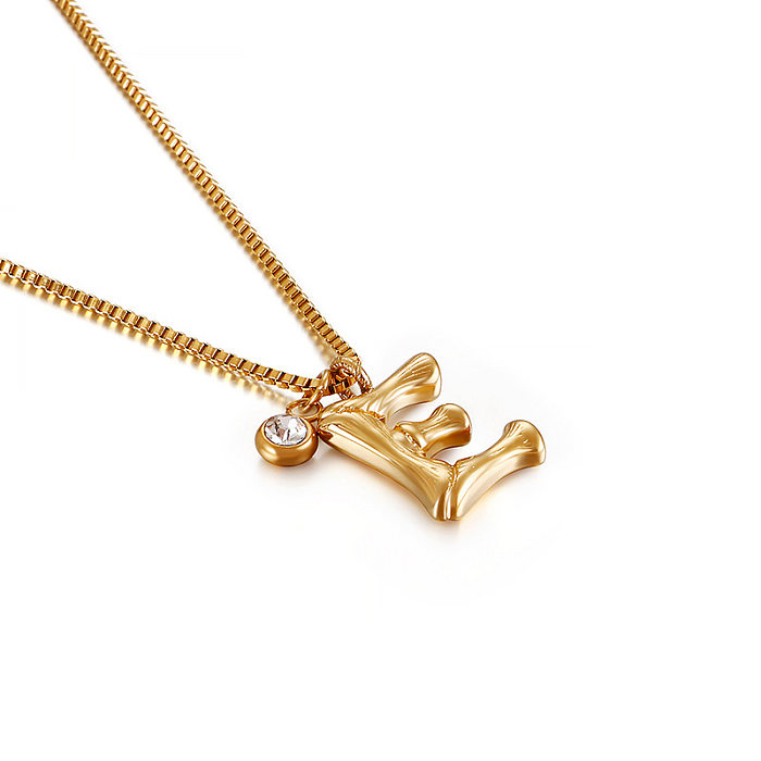 Mode 26 Buchstaben goldene Anhänger Edelstahl Halskette Großhandel Schmuck