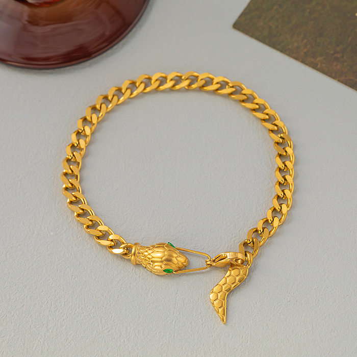 Bracelets de Zircon incrustés d'acier et de titane de serpent de Style Vintage