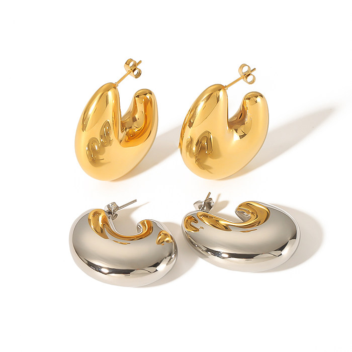 1 par de pinos de orelha banhados a ouro 18K, estilo simples, formato em U, polimento