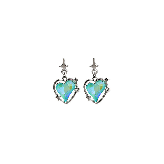 1 Pair Sweet Simple Style Heart Shape Plating Inlay Stainless Steel  Zircon Drop Earrings