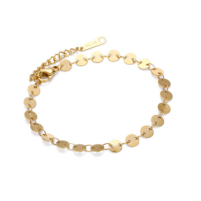 Moda disco corrente pulseira feminina 316l titânio aço banhado a ouro pulseiras jóias por atacado