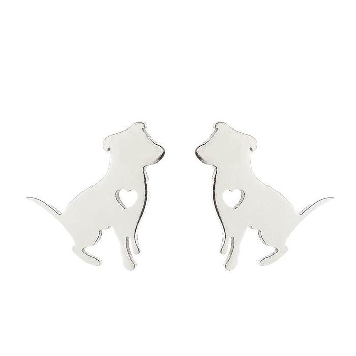 Women'S Fashion Dog Cat Stainless Steel  No Inlaid Ear Studs Stainless Steel  Earrings