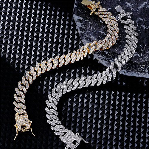 Gros Hip-Hop Style Vintage Style Simple Couleur Unie En Acier Inoxydable Placage Incrustation Plaqué Or Argent Plaqué Zircon Bracelets
