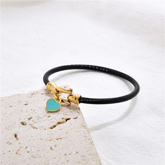 Simple Style Heart Shape Stainless Steel Plating Gold Plated Bangle