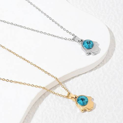 Vintage Style Ghost Stainless Steel  Polishing Plating Inlay Zircon 18K Gold Plated White Gold Plated Necklace