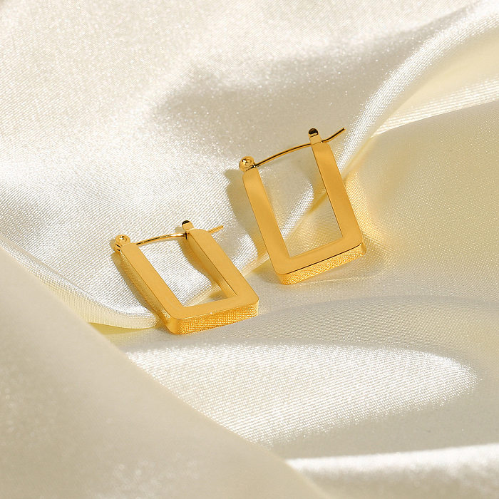 Simple Gold Plating Stainless Steel  Square Large Hoop Earrings