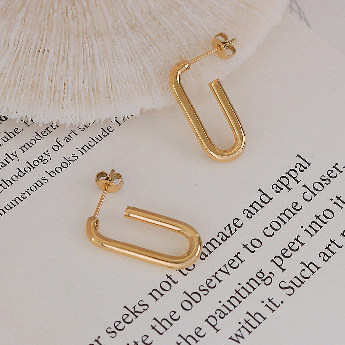 Retro U-shaped Geometric Stainless Steel 18k Gold Earrings Wholesale