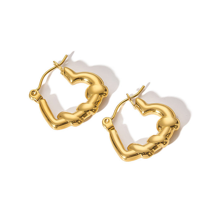 1 Pair Streetwear Heart Shape Plating Stainless Steel  Hoop Earrings