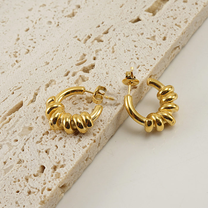 Modische geometrische Edelstahl-Ohrringe, vergoldete Edelstahl-Ohrringe, 1 Paar