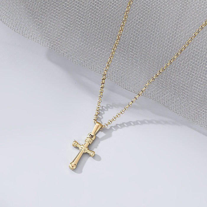 Fashion Cross Stainless Steel Plating Pendant Necklace