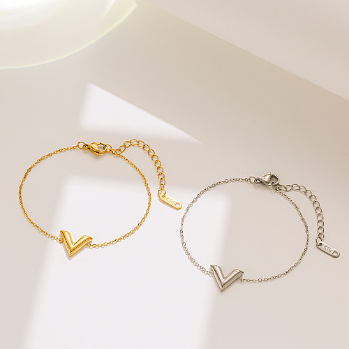 Bracelets plaqués or en acier titane en forme de V décontracté