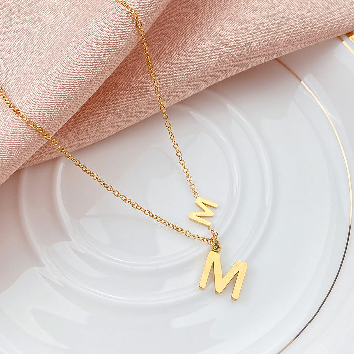 Modern Style Letter Stainless Steel  Stainless Steel Pendant Necklace