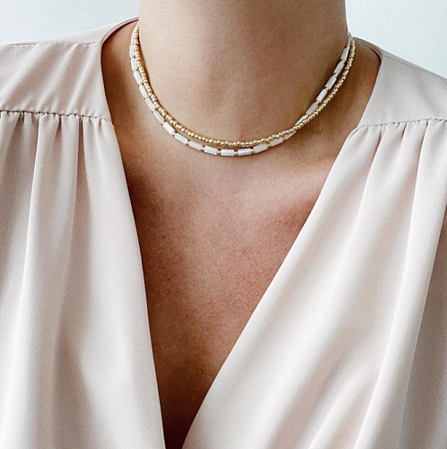 Collier plaqué or 18 carats avec perles et coquillage en acier inoxydable en forme d'étoile de vacances de style IG