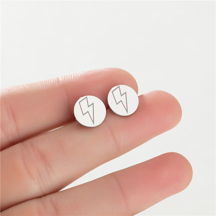 1 paire de clous d'oreilles en acier inoxydable, Style Simple, nuages, foudre, flocon de neige