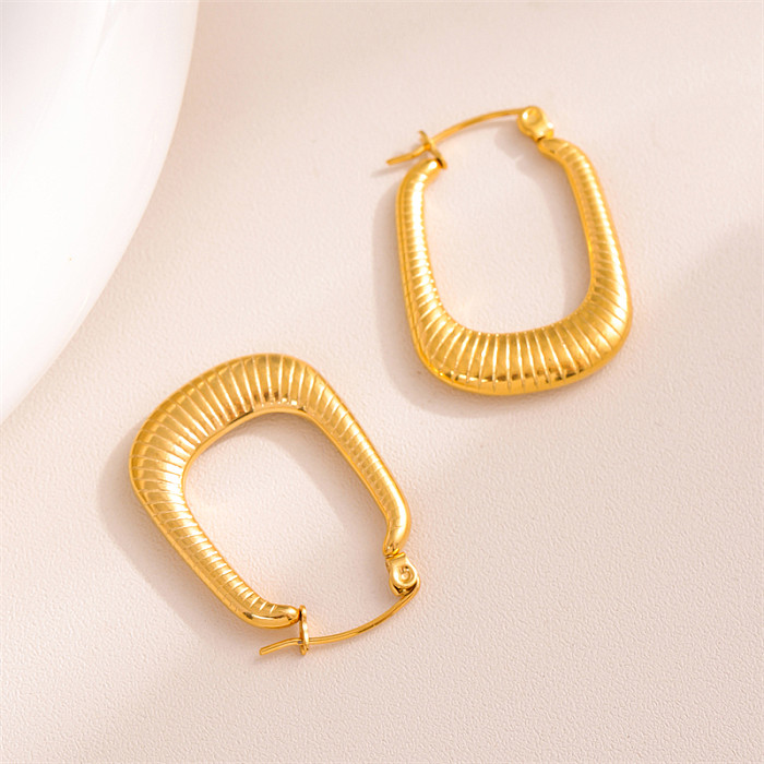 1 Paar einfache Retro-Ohrringe aus Edelstahl mit 18-Karat-Vergoldung in U-Form