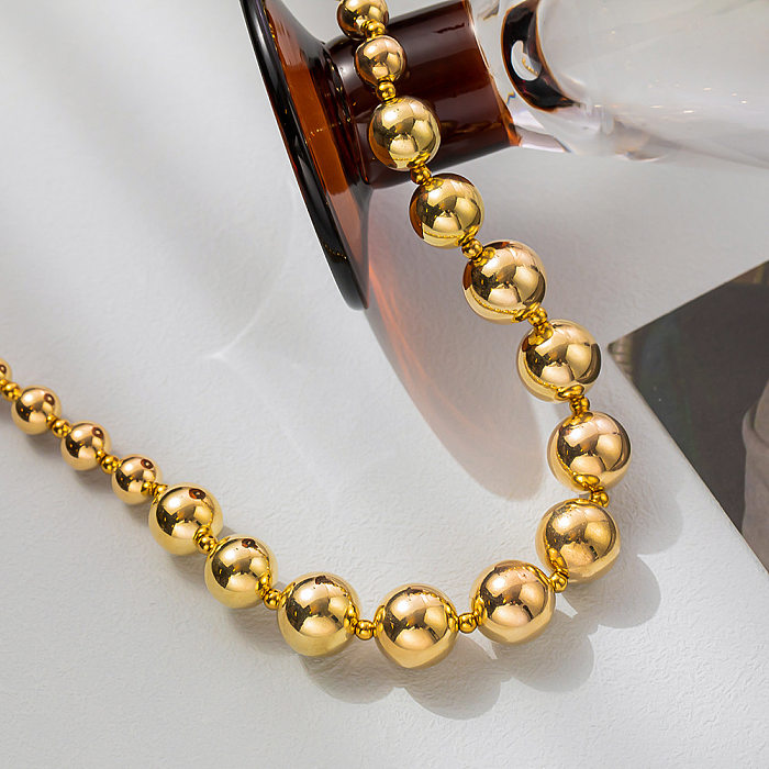 Exaggerated Cool Style Ball Stainless Steel  Plating Necklace