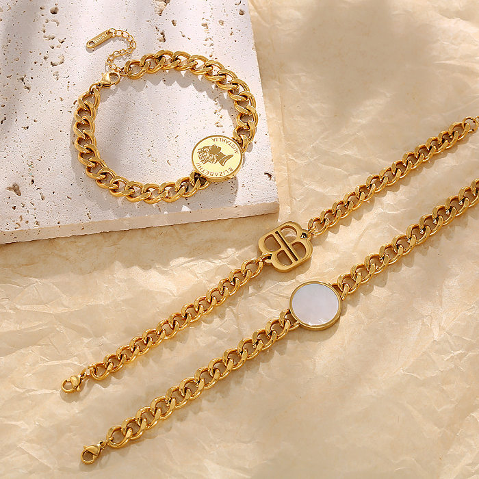 Simple Style Commute Solid Color Titanium Steel Plating Gold Plated Bracelets