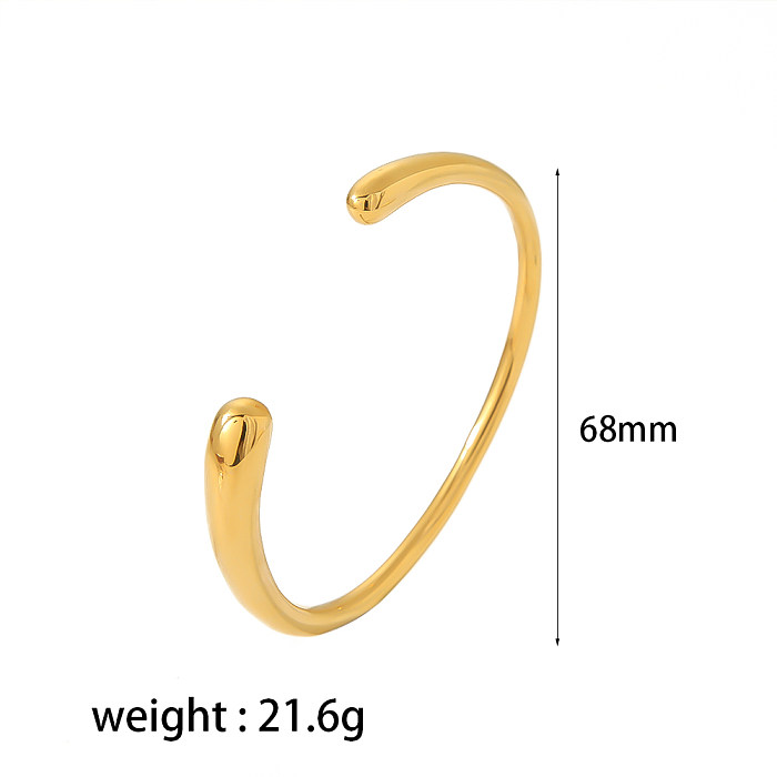 Simple Style Circle Stainless Steel Polishing Plating 18K Gold Plated Bangle