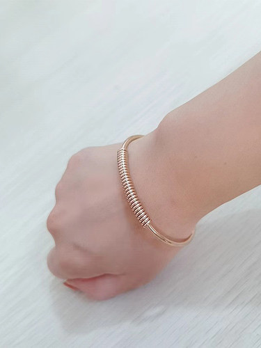 Wholesale IG Style Simple Style Solid Color Stainless Steel Layered Plating 18K Gold Plated Bangle