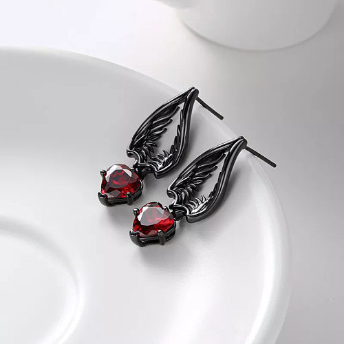 1 Pair Hip-Hop Punk Heart Shape Wings Plating Inlay Stainless Steel  Zircon 18K Gold Plated Gold Plated Drop Earrings