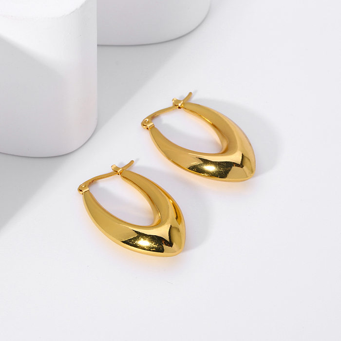 1 Paar einfache U-förmige Ohrringe im klassischen Stil mit 18 Karat vergoldetem Edelstahl