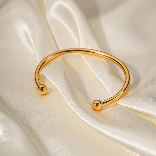 INS Style Simple Style Solid Color Stainless Steel Plating 18K Gold Plated Cuff Bracelets