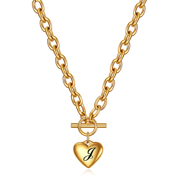 Modische Halskette mit Anhänger in Buchstaben-Herzform aus Edelstahl, 1 Stück