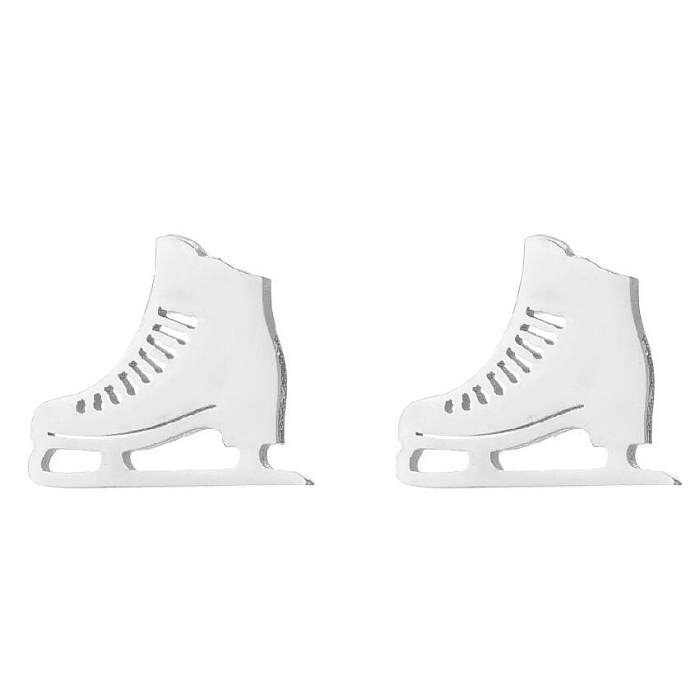 Fashion Letter Skates Ball Stainless Steel  Plating Ear Studs 1 Pair