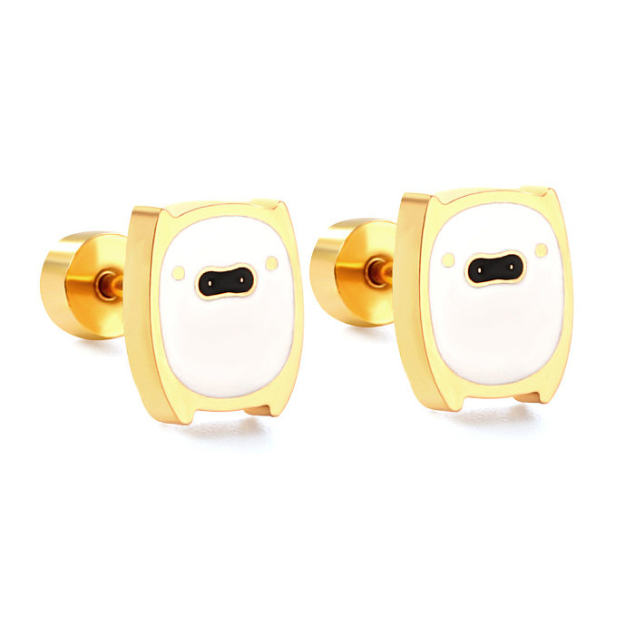 Fashion Airplane Duck Stainless Steel  Plating Ear Studs 1 Pair