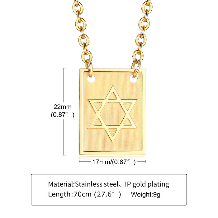 Simple Style Star Rectangle Stainless Steel Plating 18K Gold Plated Pendant Necklace