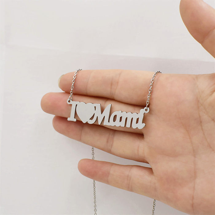 1 Piece MAMA Letter Heart Shape Stainless Steel Plating Necklace