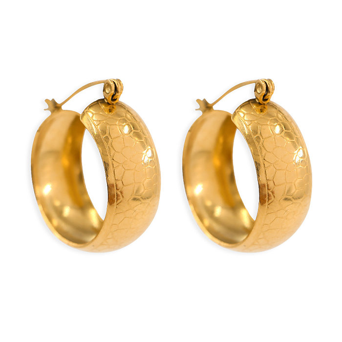 1 Pair Classic Style Plaid Solid Color Plating Stainless Steel  18K Gold Plated Earrings