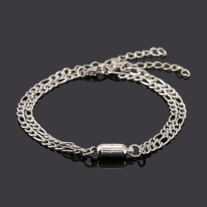 Wholesale Jewelry Simple Stainless Steel Magnet Couple Bracelet Set jewelry