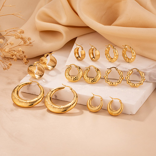 1 par de brincos banhados a ouro de aço inoxidável elegante glam geométrico