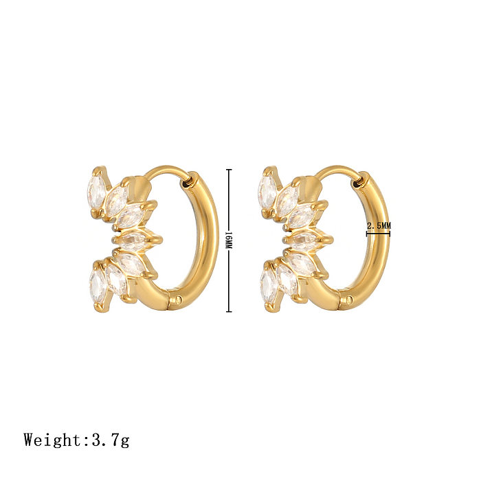 1 Pair Casual Elegant Flower Plating Inlay Stainless Steel  Zircon Earrings