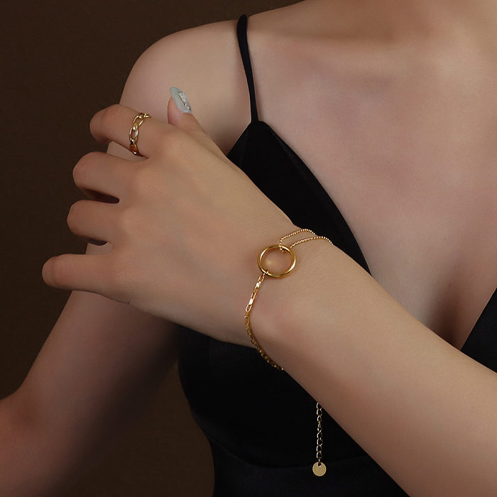 Ring-Armband-Box mit runder Perlenkette, Armband aus Titanstahl