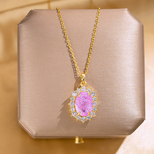 Luxurious Snowflake Stainless Steel Plating Inlay Zircon 18K Gold Plated Gold Plated Pendant Necklace