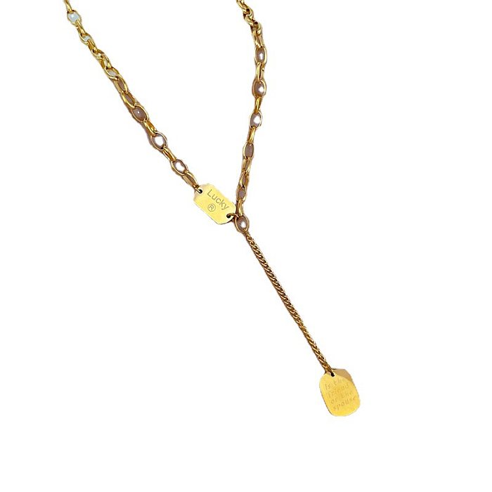 Einfache Pendel-Buchstaben-Anhänger-Halskette aus Edelstahl
