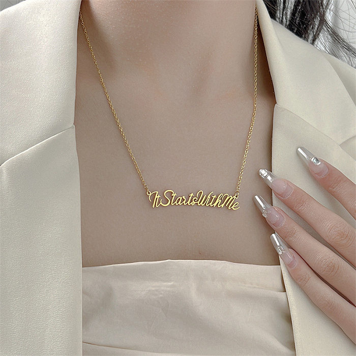 Einfache Damen-Buchstaben-Halskette mit Edelstahlbeschichtung